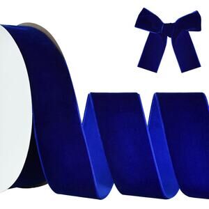 Lot of 3 Royal Blue Velvet Ribbon 2" Wide x 25 Yards Each Spool -Holiday Decor